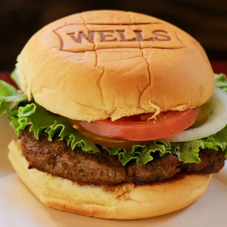 The Wells Burger with LTPO on a branded Wells bun