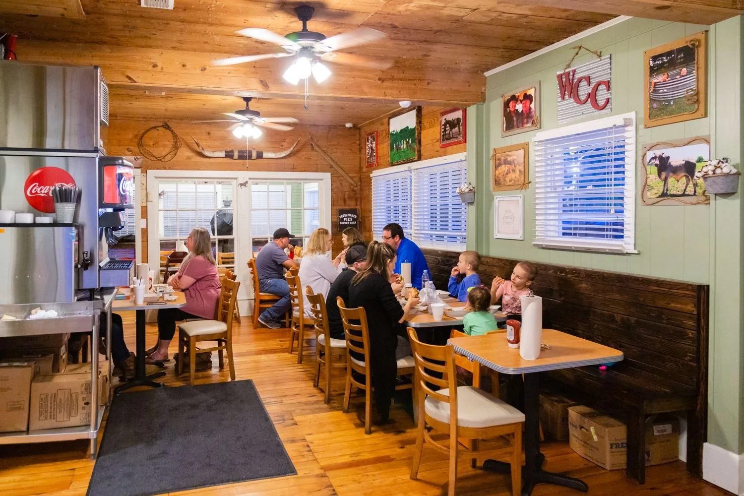 A full dining room inside the house